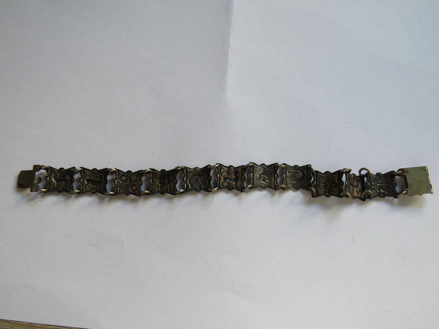 Vintage White Metal Panel Bracelet