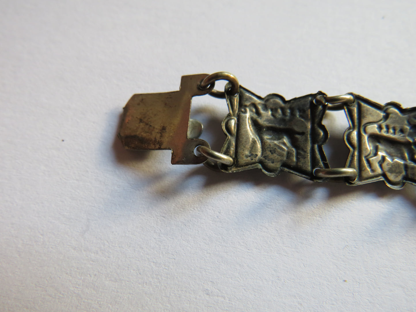 Vintage White Metal Panel Bracelet
