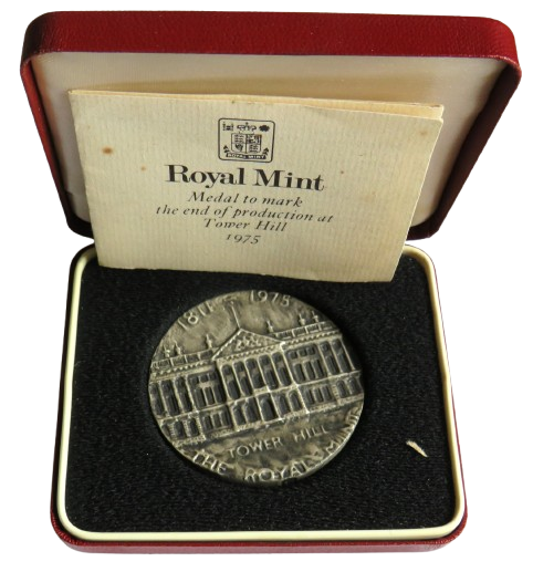 End of Production At Tower Hill 1975 Silver Medal By The Royal Mint