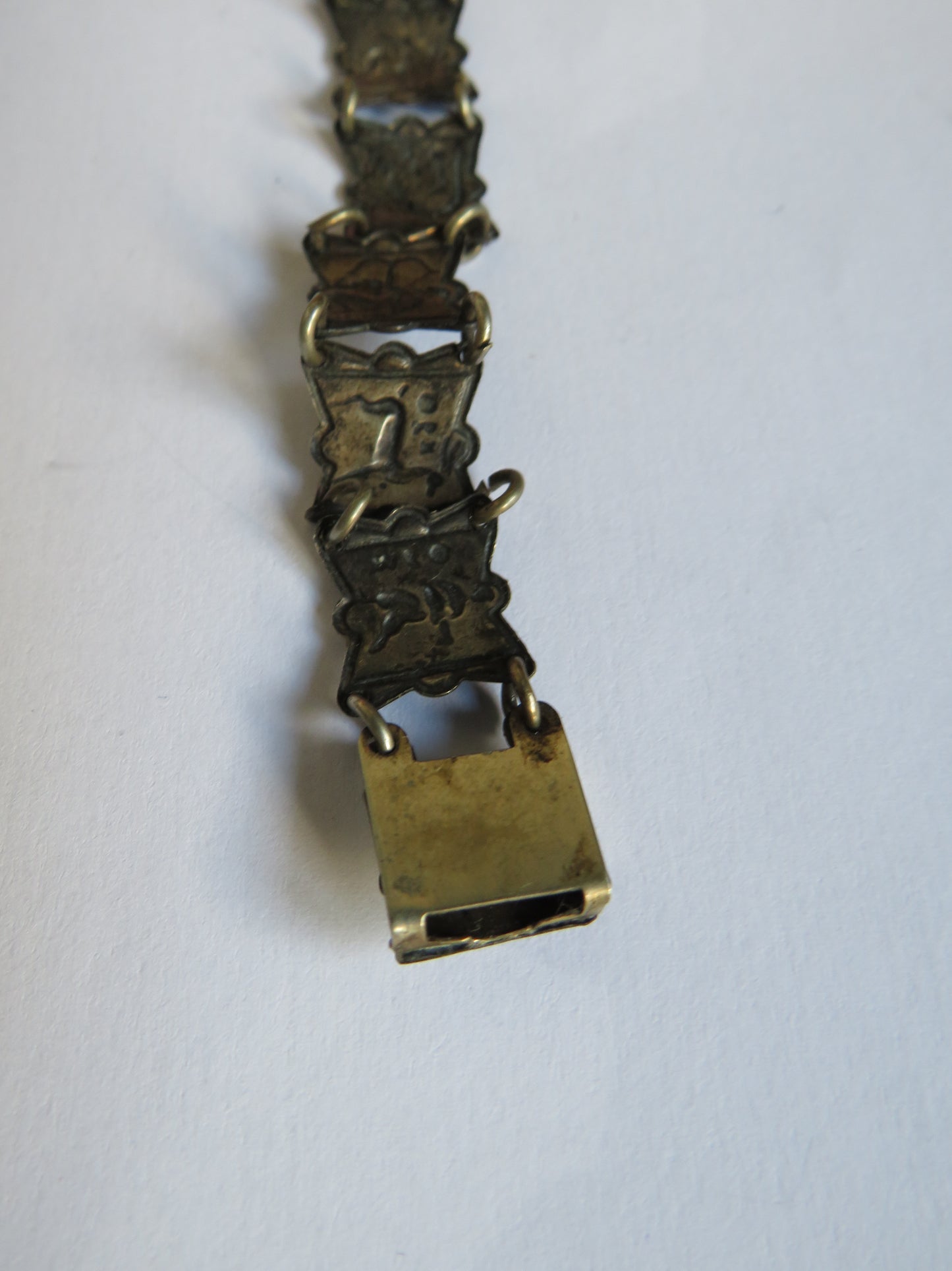 Vintage White Metal Panel Bracelet
