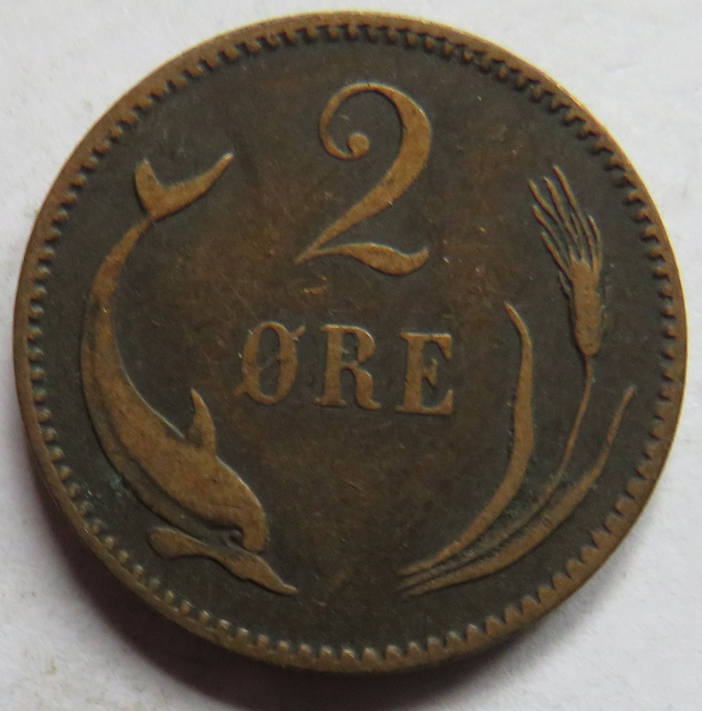 1883 Denmark 2 Ore Coin