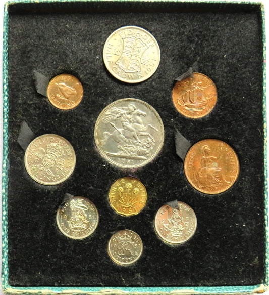 1951 10 Coin Festival Of Britain Proof Set In Original Box