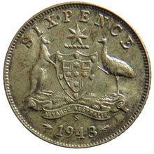 Load image into Gallery viewer, 1943-S King George VI Australia Silver Sixpence Coin
