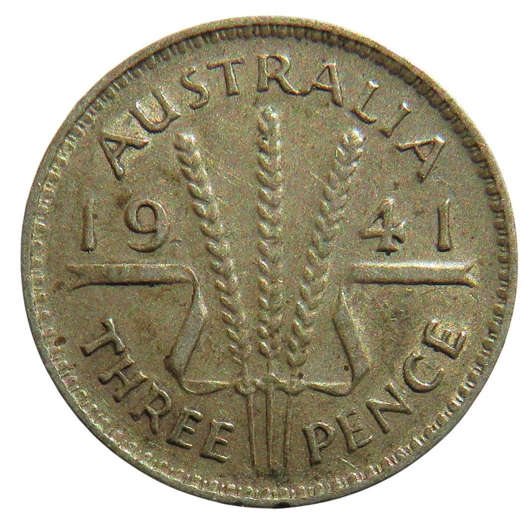 1941 King George VI Australia Silver Threepence Coin