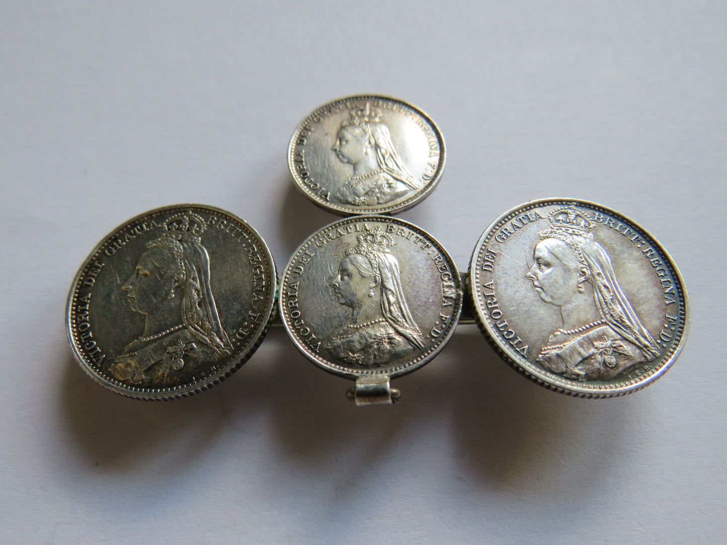 Antique Sterling Silver Brooch Made From 1887 Victorian Coins