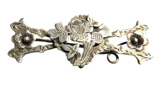 Antique Victorian Scottish Silver Floral / Thistle Brooch