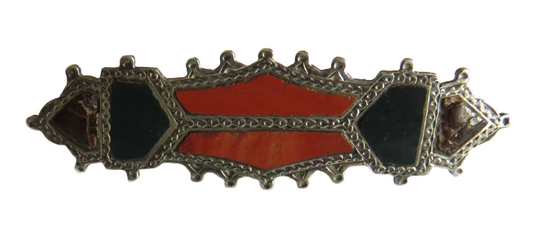 Antique Victorian Scottish Silver & Agate Brooch