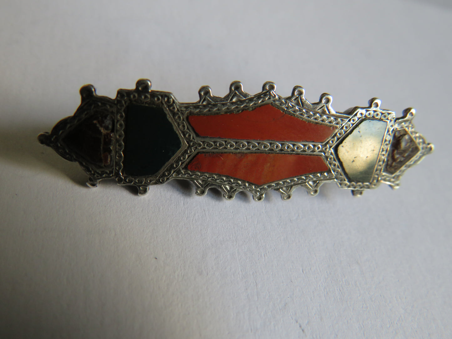 Antique Victorian Scottish Silver & Agate Brooch
