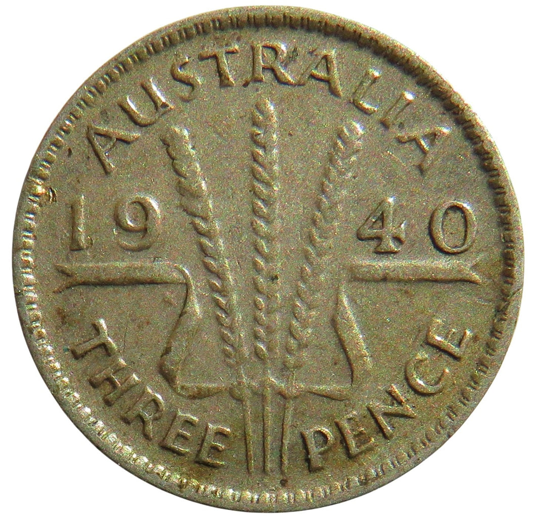 1940 King George VI Australia Silver Threepence Coin