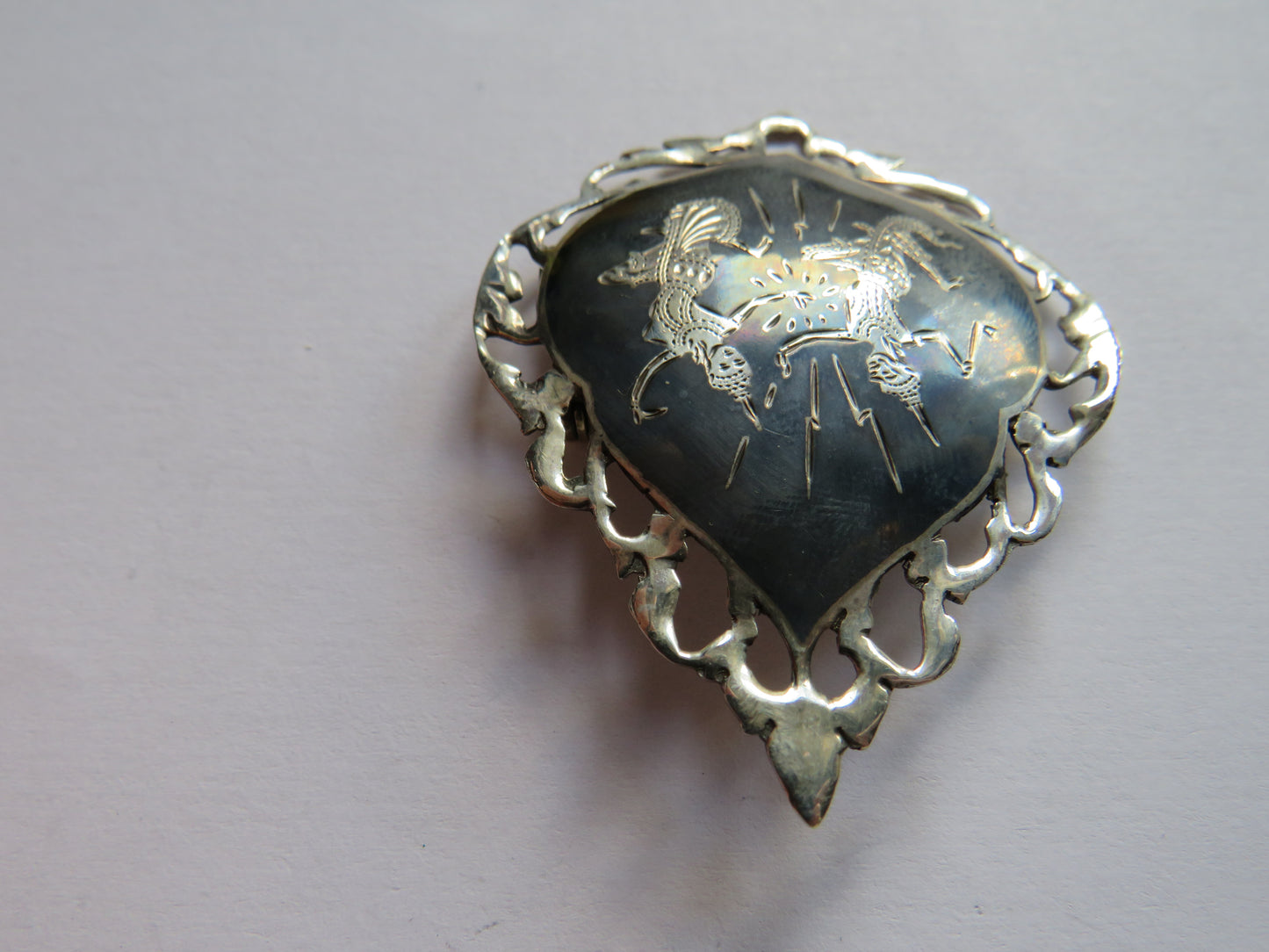 Vintage Siam / Thailand Sterling Silver Ladies Brooch