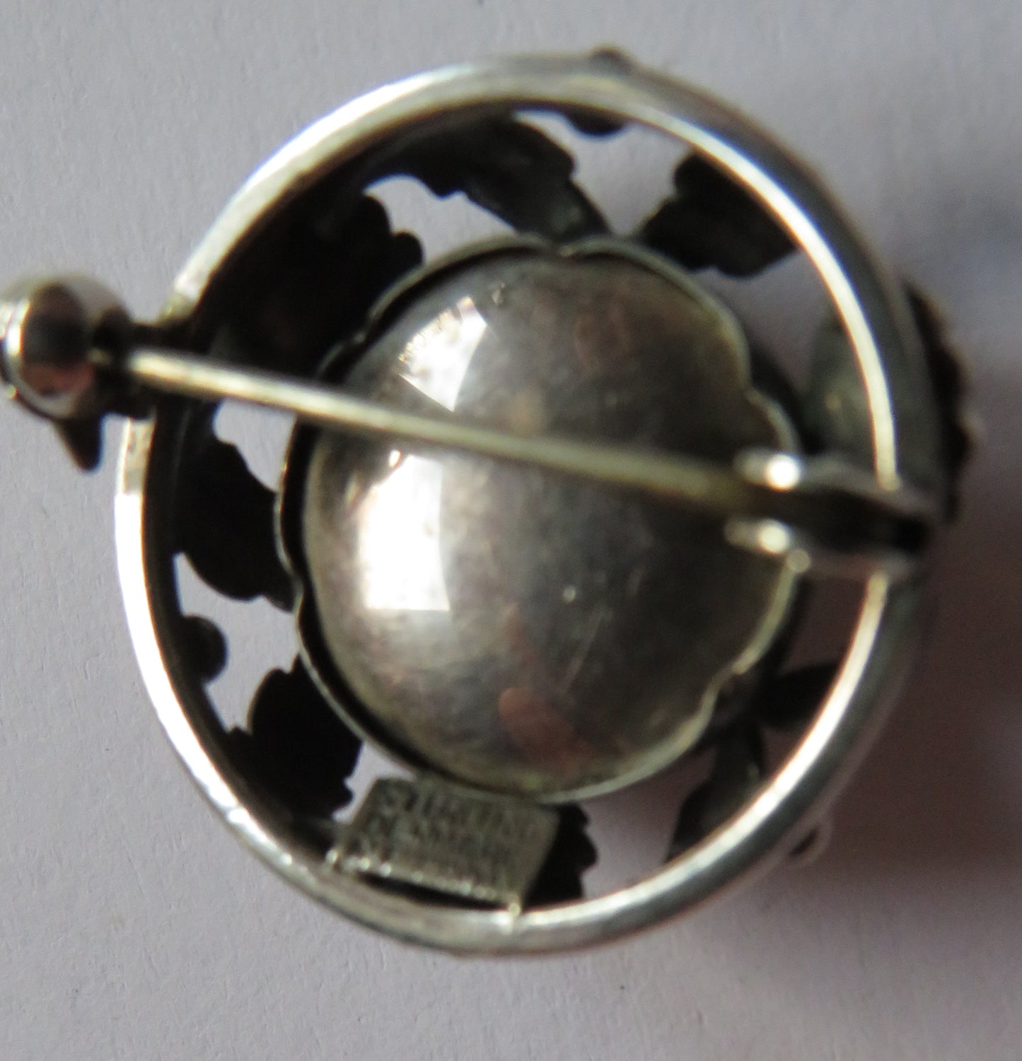Vintage Sterling Silver & Amber Danish Brooch By Niels Erik
