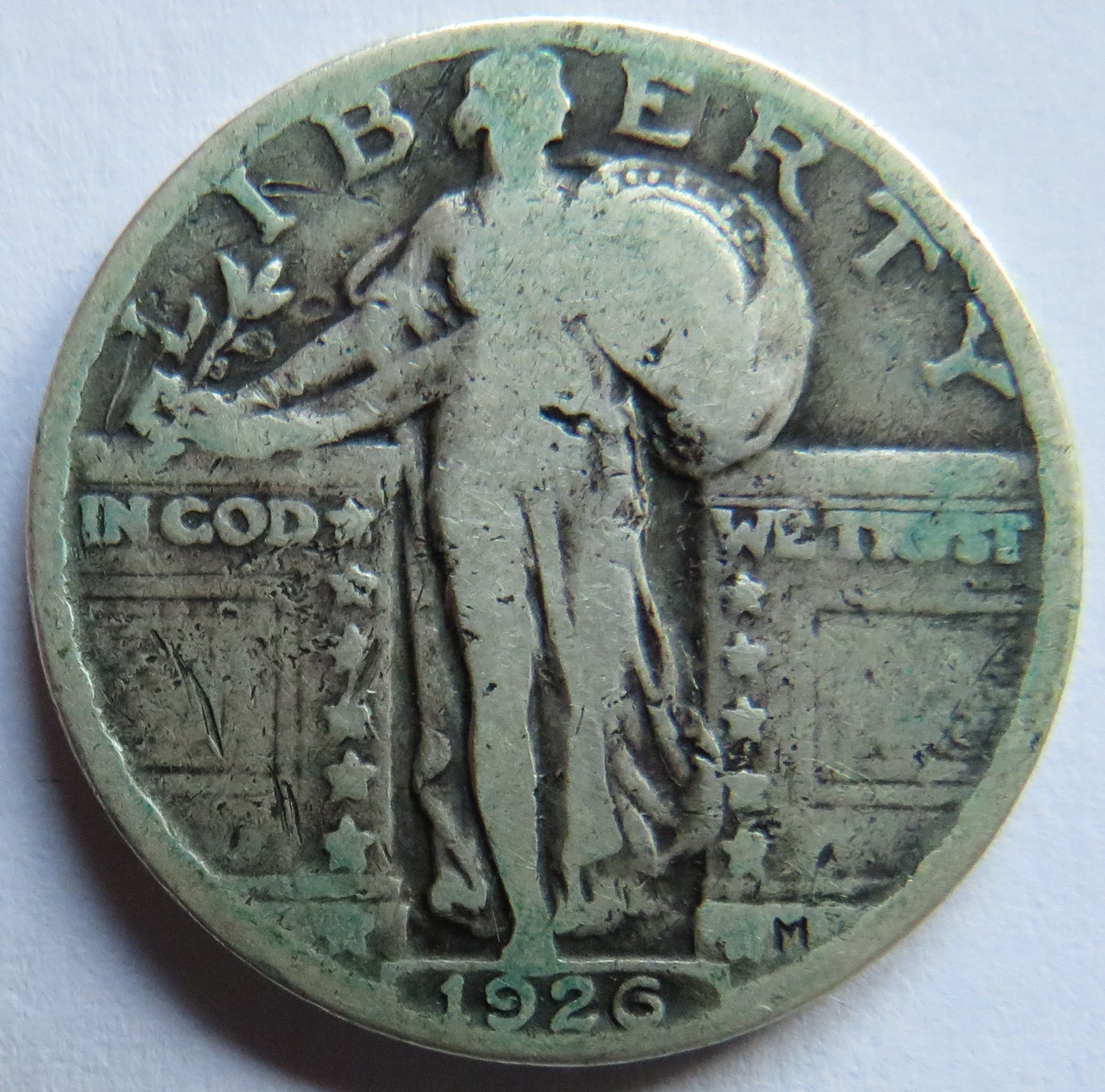 1926 USA Standing Liberty Silver $1/4 Quarter Dollar Coin