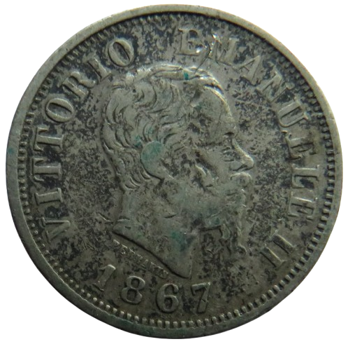 1867 Italy Silver 50 Centesimi Coin