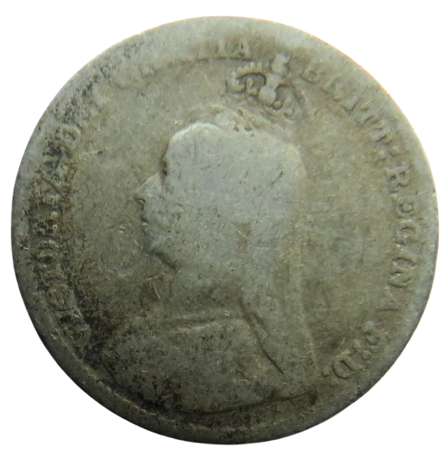 1890 Queen Victoria Jubilee Head Silver Threepence Coin - Great Britain