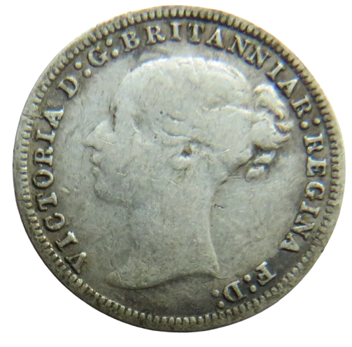 1878 Queen Victoria Young Head Silver Threepence Coin - Great Britain