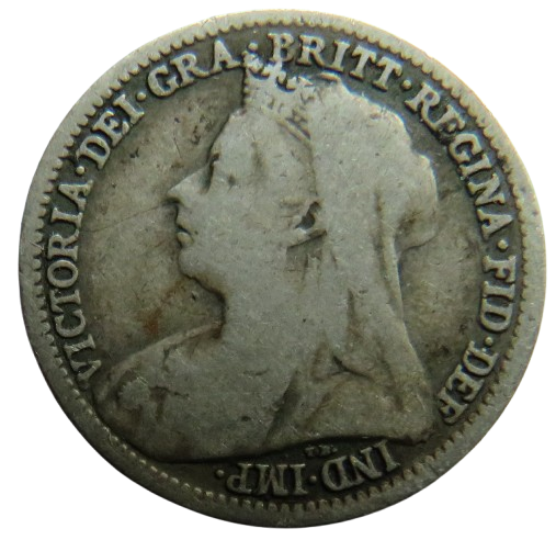 1901 Queen Victoria Silver Threepence Coin - Great Britain