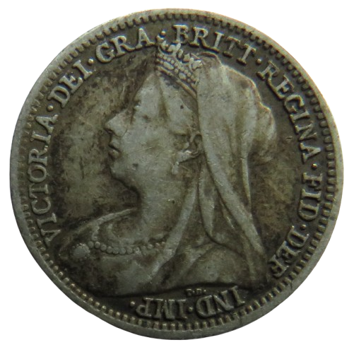 1899 Queen Victoira Silver Threepence Coin - Great Britain