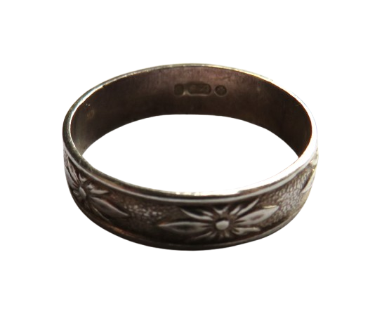 Sterling Silver Ladies Floral Ring UK Size - P