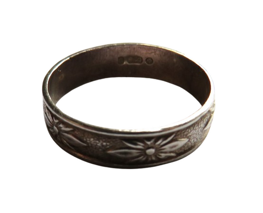 Sterling Silver Ladies Floral Ring UK Size - P