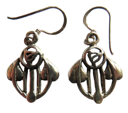 Pair of Ladies Sterling Earrings In The Charles Rennie Mackintosh Style