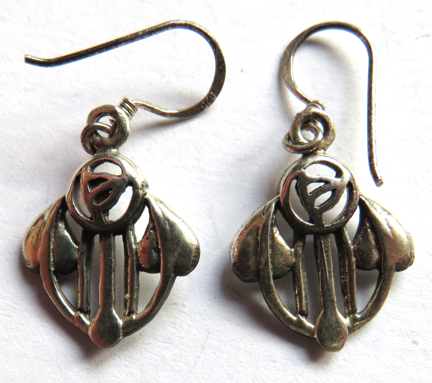Pair of Ladies Sterling Earrings In The Charles Rennie Mackintosh Style