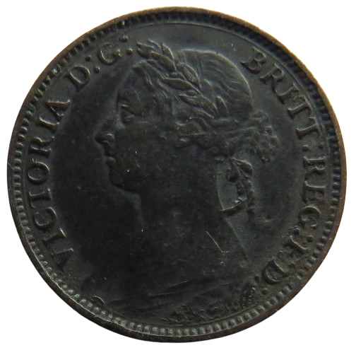 1881-H Queen Victoria Bun Head Farthing Coin - Great Britain