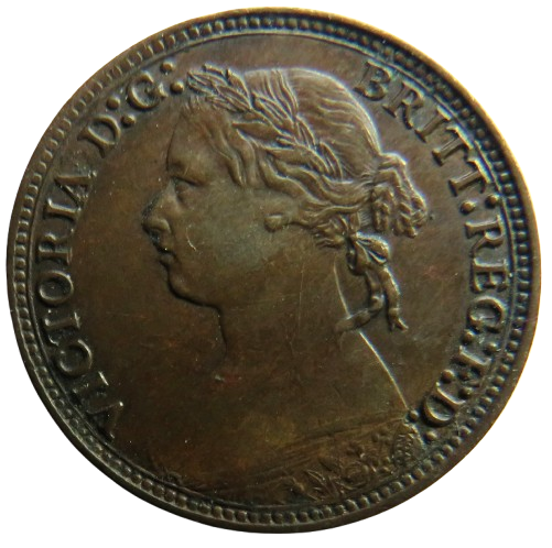 1879 Queen Victoria Bun Head Farthing Coin - Great Britain