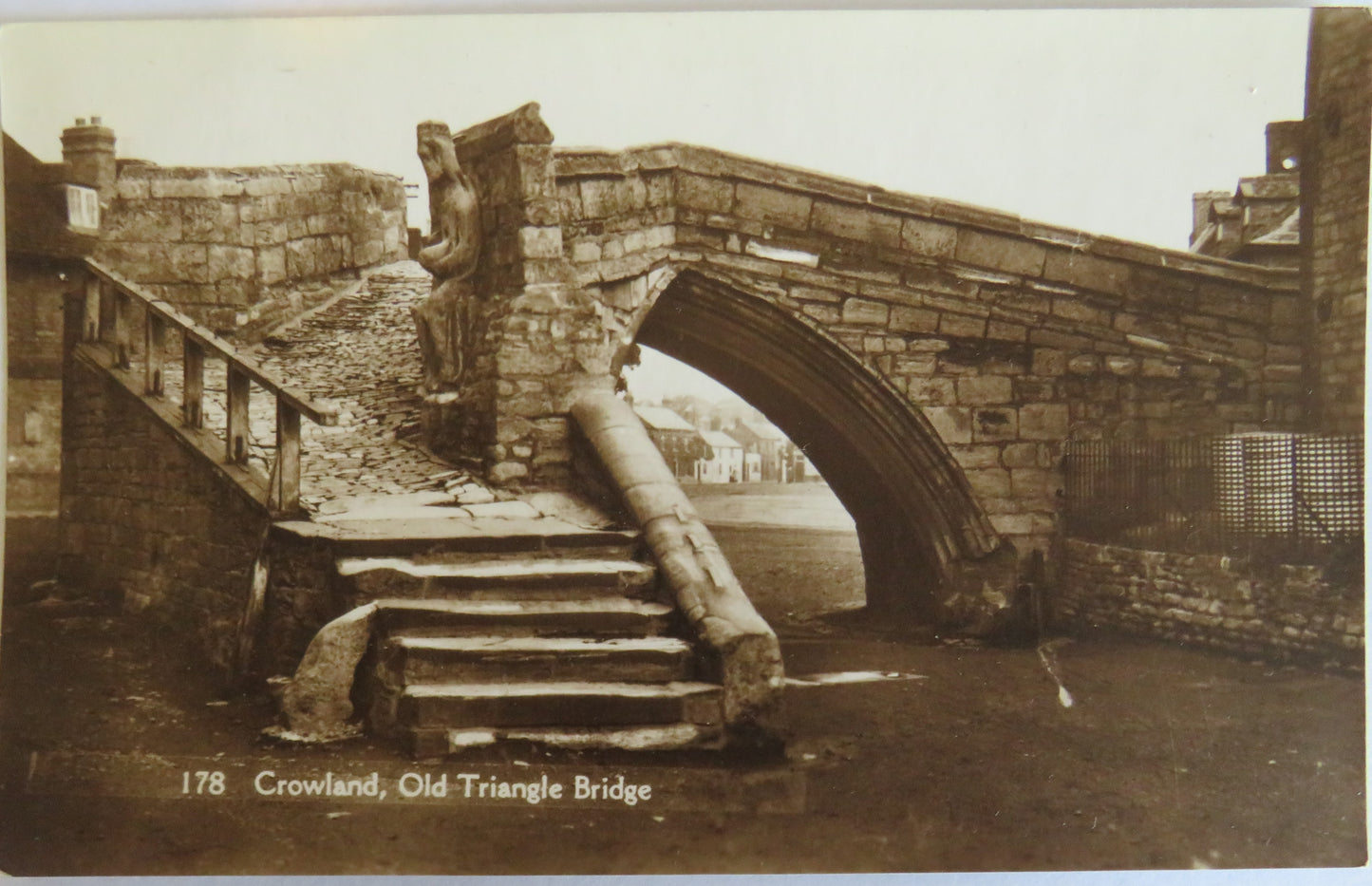 Vintage Postcard of Crowland, Old Triangle Bridge