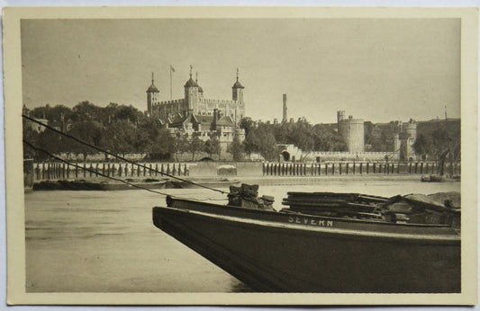 Vintage Postcard of Tower of London, General view from the South Bank of the Thames