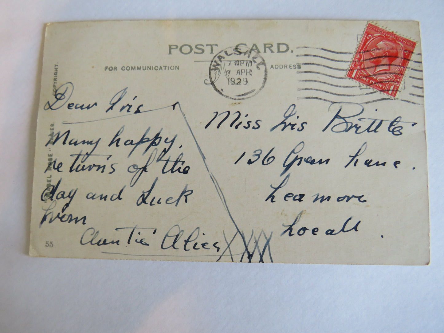 Vintage Birthday Postcard "All Birthday Joys" Freda Mabel Rose