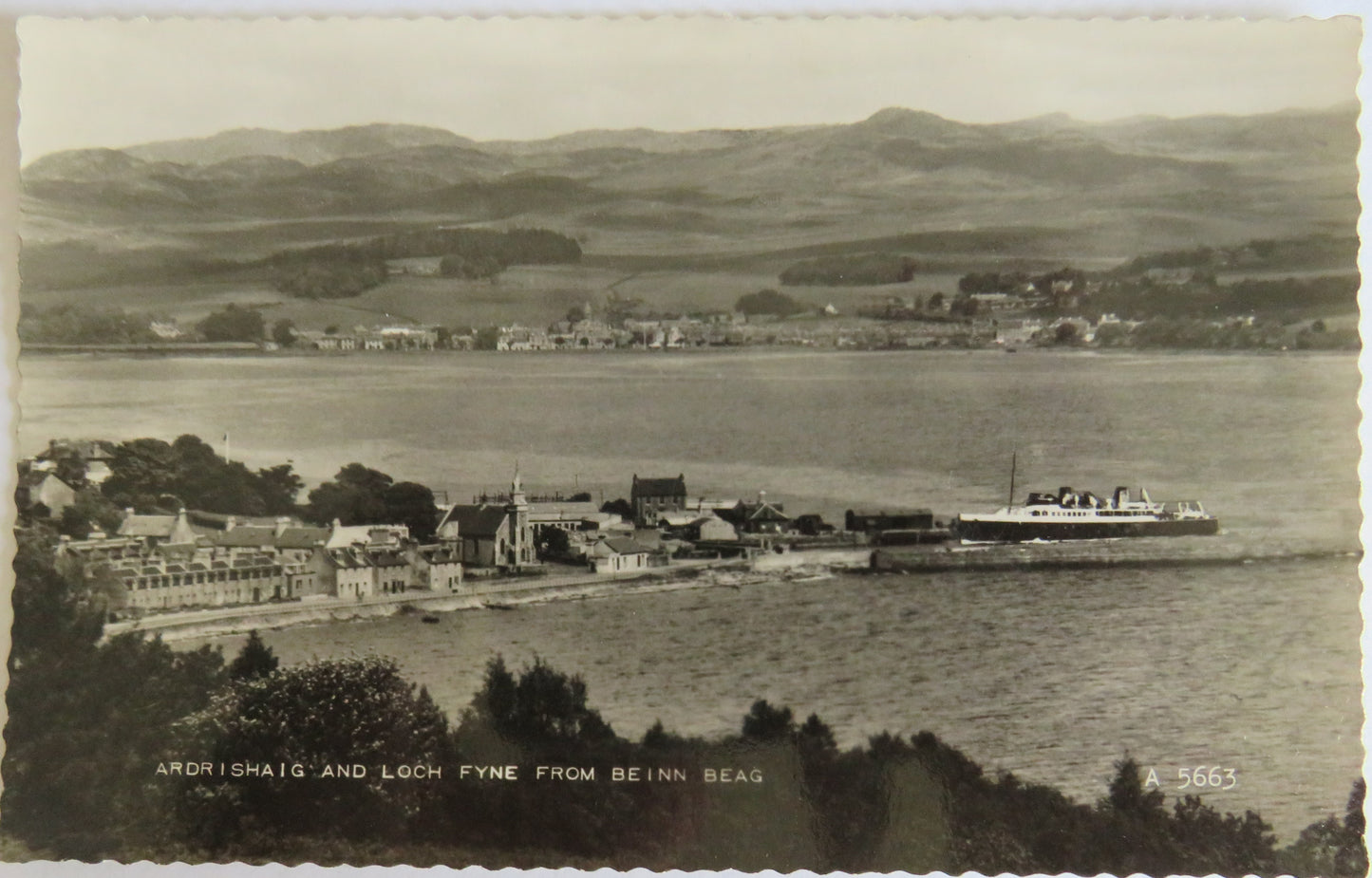 Vintage Postcard of Ardrishaig and Loch Fyne From Beinn Beag
