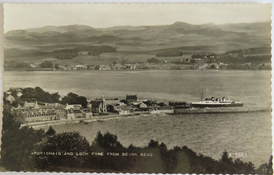 Vintage Postcard of Ardrishaig and Loch Fyne From Beinn Beag