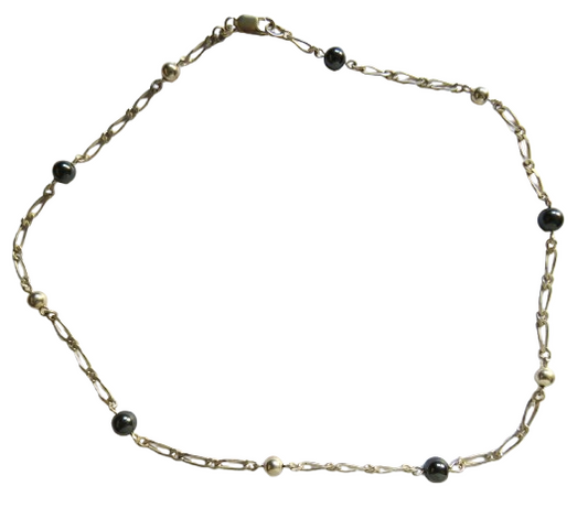 Stylish Ladies Sterling Silver & Black Pearl Necklace