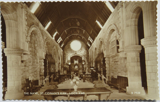 Vintage Postcard of The Nave, St. Conan's Kirk, Loch Awe