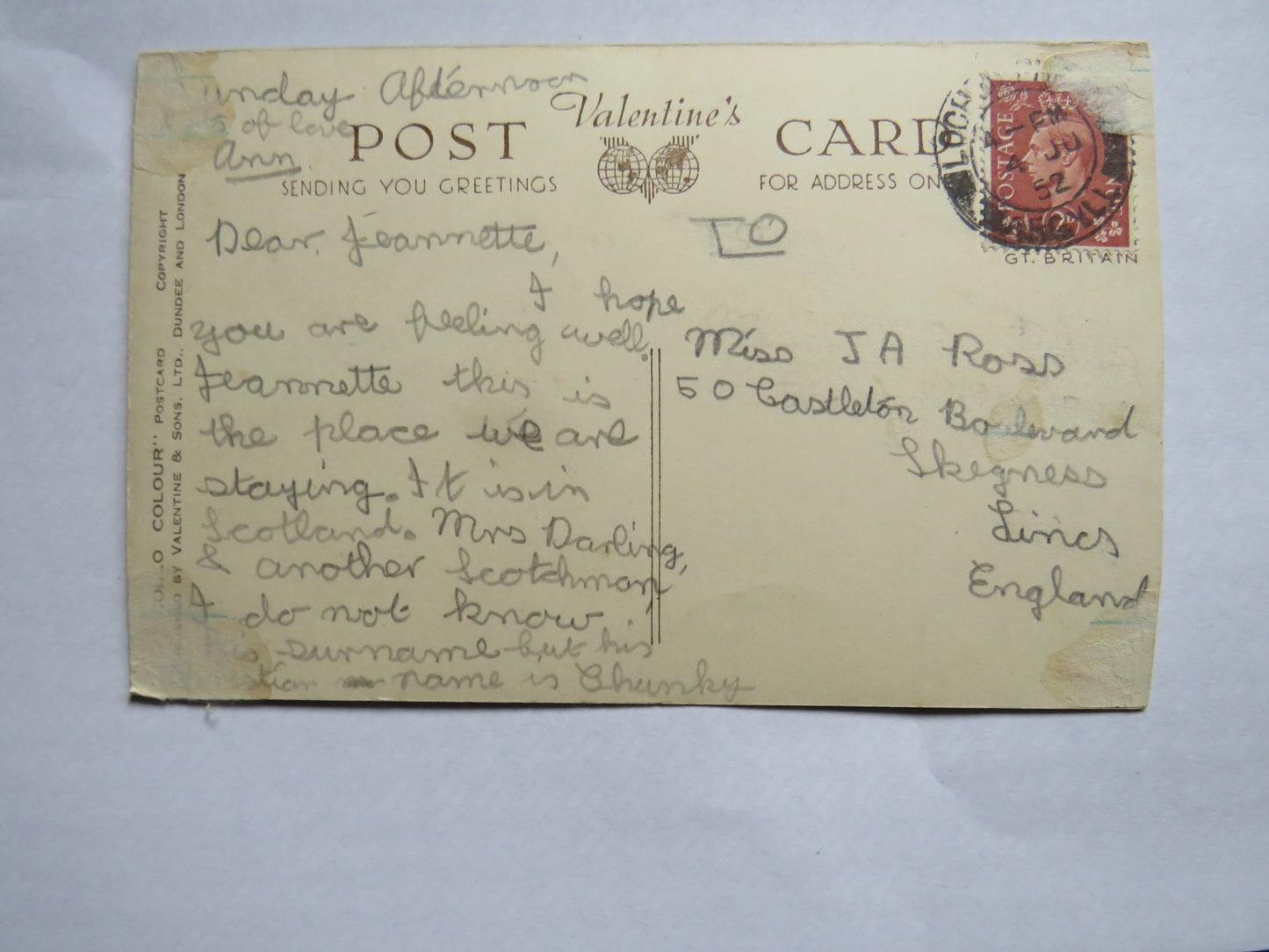 Vintage Postcard of Kilmory Castle, Lochgilphead, Argyll 1952