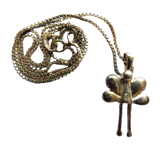 Ladies / Girls Sterling Silver Necklace & Butterfly Pendant With Small Diamond