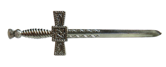 Scottish Kilt Pin In Sword Style With Thistle & Celtic Decoration