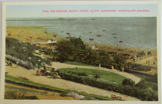 Vintage Postcard of The Swimming Bath From Cliff Gardens, Westcliff-On-Sea