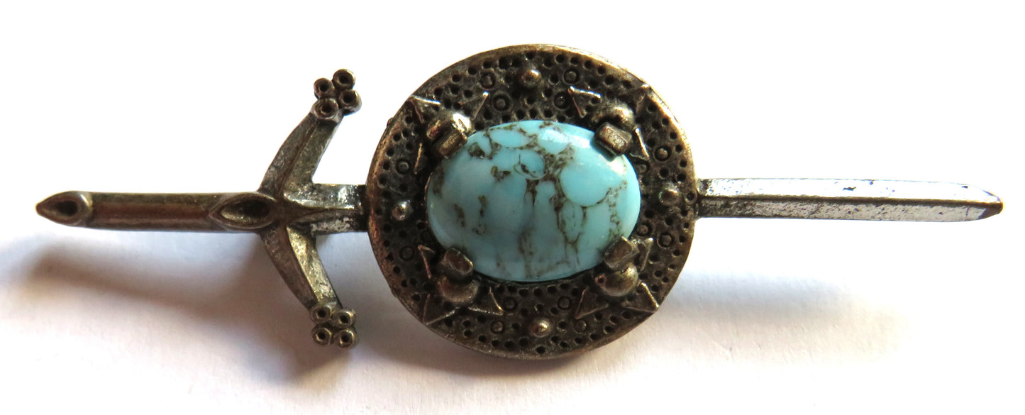 Vintage Scottish Sword & Shield Kilt Pin By Miracle