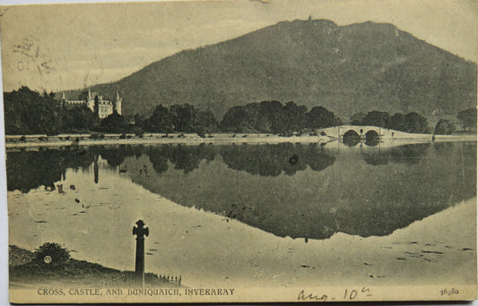 Vintage Postcard of Cross, Castle and Duniquaich, Inveraray 1907