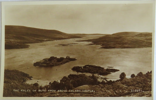 Vintage Postcard of The Kyles of Bute From Above Caladh Castle