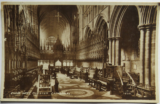 Vintage Postcard of Choir West, Chester Cathedral