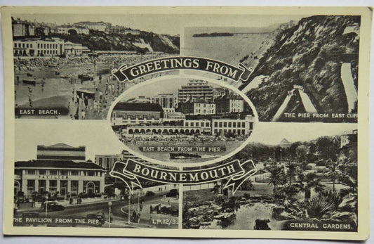 Vintage Postcard of Greetings from Bournemouth, 1956