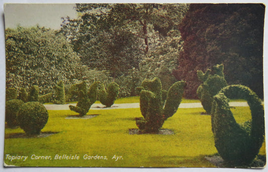 Vintage Postcard of Topiary Corner, Belleisle Gardens, Ayr