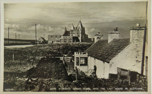 Vintage Postcard of John O'Groats House Hotel and The Last House In Scotland