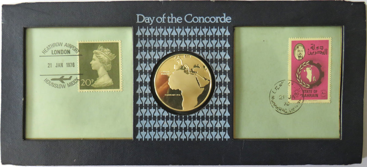 1976 Day of the Concorde London to Bahrain Silver Proof Commemorative Medal
