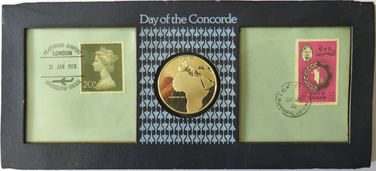 1976 Day of the Concorde London to Bahrain Silver Proof Commemorative Medal image 1