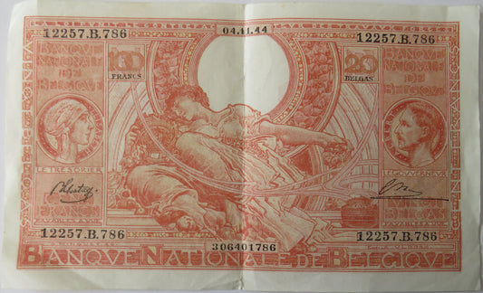 1944 Belgium 100 Francs Banknote image 1