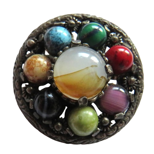 Vintage Scottish Agate Brooch By Miracle
