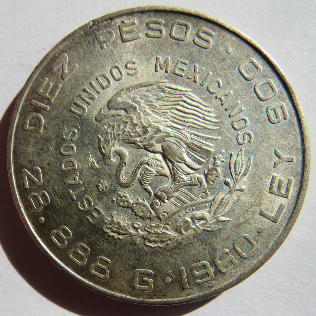 1960 Mexico Silver 10 Pesos Coin